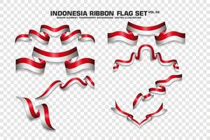 conjunto de banderas de cinta de indonesia, diseño de elementos, estilo 3d. ilustración vectorial vector