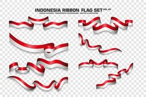 Indonesia Ribbon Flags Set, Element design, 3D style. vector Illustration