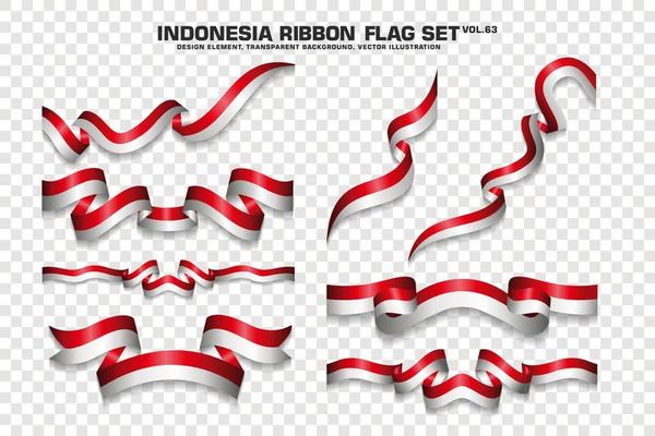 Indonesia Ribbon Flags Set, Element design, 3D style. vector Illustration