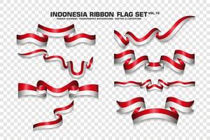 Indonesia Ribbon Flags Set, Element design, 3D style. vector Illustration