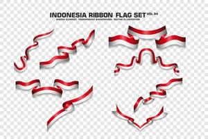 Indonesia Ribbon Flags Set, Element design, 3D style. vector Illustration