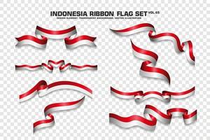 conjunto de banderas de cinta de indonesia, diseño de elementos, estilo 3d. ilustración vectorial vector