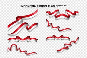 Indonesia Ribbon Flags Set, Element design, 3D style. vector Illustration