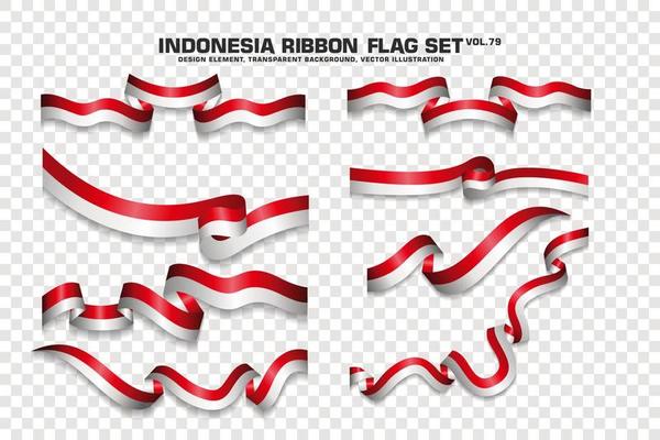 Indonesia Ribbon Flags Set, Element design, 3D style. vector Illustration