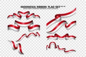 conjunto de banderas de cinta de indonesia, diseño de elementos, estilo 3d. ilustración vectorial vector