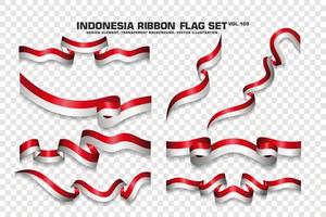 conjunto de banderas de cinta de indonesia, diseño de elementos, estilo 3d. ilustración vectorial vector