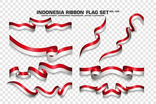 Indonesia Ribbon Flags Set, Element design, 3D style. vector Illustration