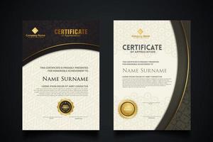 Luxury certificate template with elegant corner frame and realistic texture pattern, diploma Vector illustration