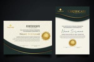 plantilla de certificado de lujo con marco de esquina elegante y patrón de textura realista, ilustración de vector de diploma