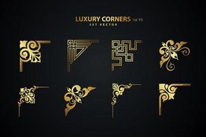 Vintage art deco luxury corner set. Vector golden geometric template for borders and frames