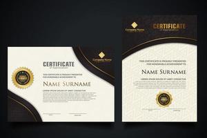 Luxury certificate template with elegant corner frame and realistic texture pattern, diploma Vector illustration