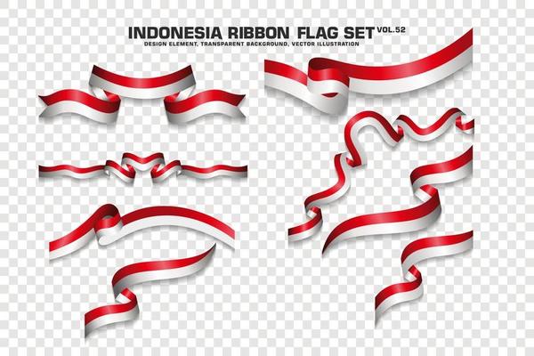 Indonesia Ribbon Flags Set, Element design, 3D style. vector Illustration