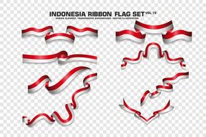 conjunto de banderas de cinta de indonesia, diseño de elementos, estilo 3d. ilustración vectorial vector