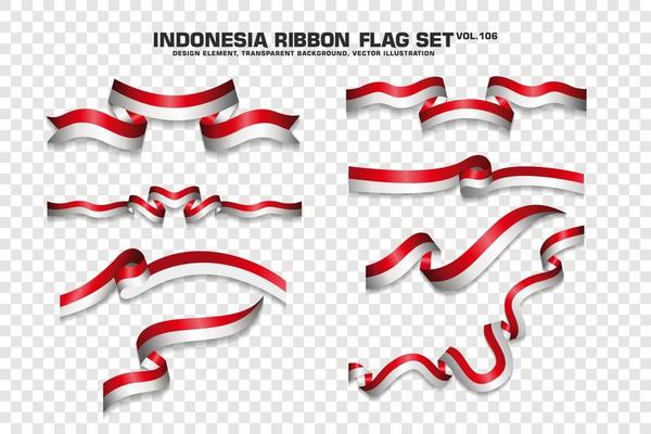 Indonesia Ribbon Flags Set, Element design, 3D style. vector Illustration