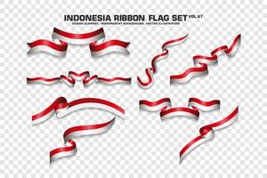 Indonesia Ribbon Flags Set, Element design, 3D style. vector Illustration