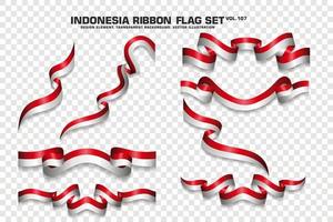 Indonesia Ribbon Flags Set, Element design, 3D style. vector Illustration