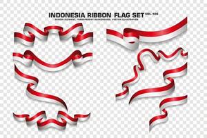 Indonesia Ribbon Flags Set, Element design, 3D style. vector Illustration