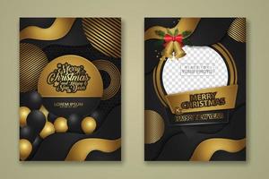 luxury Christmas Poster Template with Shiny Gold and texture background. Vector illustration