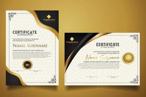 certificate template with classic frame and modern pattern, diploma, vector illustration