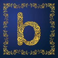 b latter art using custom brush art and beautiful Arabic mandala frame background vector