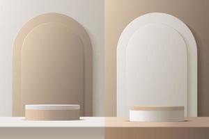 maqueta de podio de producto con fondo abstracto sobre fondo beige y blanco, ilustración vectorial 3d vector