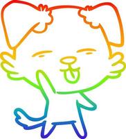 rainbow gradient line drawing cartoon dog sticking out tongue vector