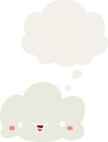 cartoon cloud and thought bubble in retro style vector