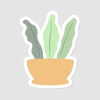 Cute aesthetic potted houseplant sticker. Isolated Illustration. Flat style. Editable vector format.