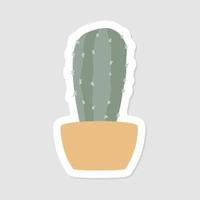 linda pegatina de mini cactus estética. ilustración aislada. estilo plano vector