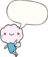 cute cloud head creature and speech bubble vector