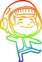 rainbow gradient line drawing happy cartoon astronaut vector
