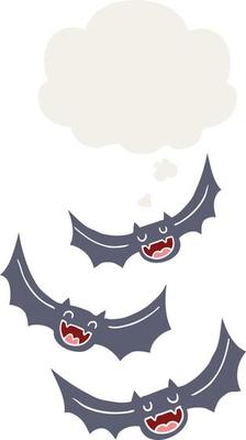 cartoon vampire bats and thought bubble in retro style