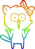 rainbow gradient line drawing cartoon cat vector