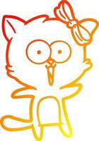 warm gradient line drawing cartoon cat vector