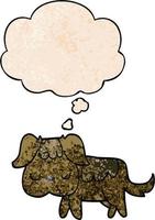 cartoon dog and thought bubble in grunge texture pattern style vector
