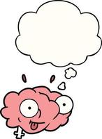 funny cartoon brain and thought bubble vector