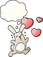 cartoon rabbit in love and thought bubble in smooth gradient style vector