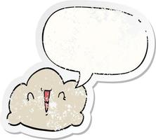 cartoon cloud and speech bubble distressed sticker vector