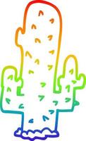 rainbow gradient line drawing cartoon cactus vector