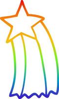 rainbow gradient line drawing cartoon shooting star vector