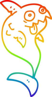 rainbow gradient line drawing cartoon deadly shark