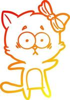 warm gradient line drawing cartoon cat vector