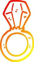 warm gradient line drawing cartoon engagement ring vector