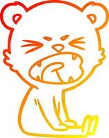 warm gradient line drawing angry cartoon bear vector