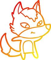 warm gradient line drawing friendly cartoon wolf vector