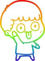 rainbow gradient line drawing cartoon dumb kid vector