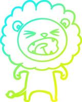 cold gradient line drawing cartoon angry lion vector