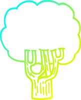 cold gradient line drawing cartoon blooming tree vector