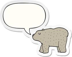 cartoon bear and speech bubble sticker vector