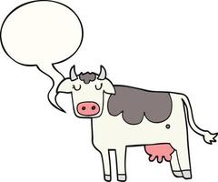 caricatura, vaca, y, burbuja del discurso vector